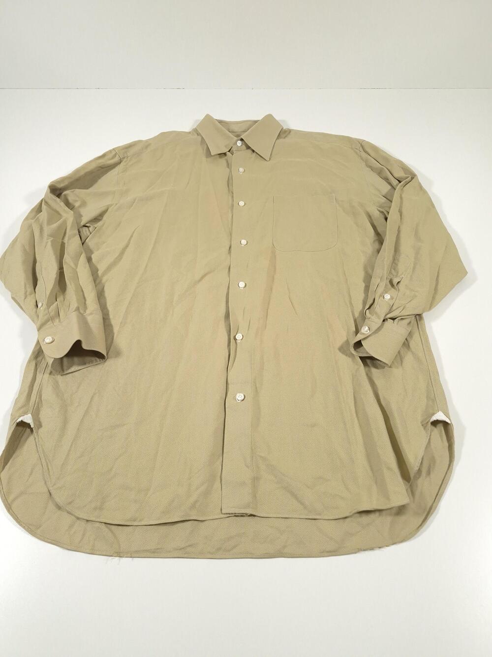 Borrelli Napoli Dress Shirt Mens 16.5R Beige Solid 100% Cotton Long Sleeve